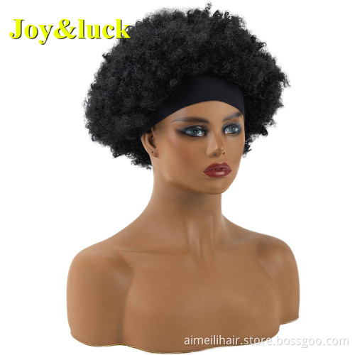 African Headband Wholesale Prices Ladies Hair Black Short Afro Kinky Curly Hairband Wig For Women Headband Wig Synthetic Wigs